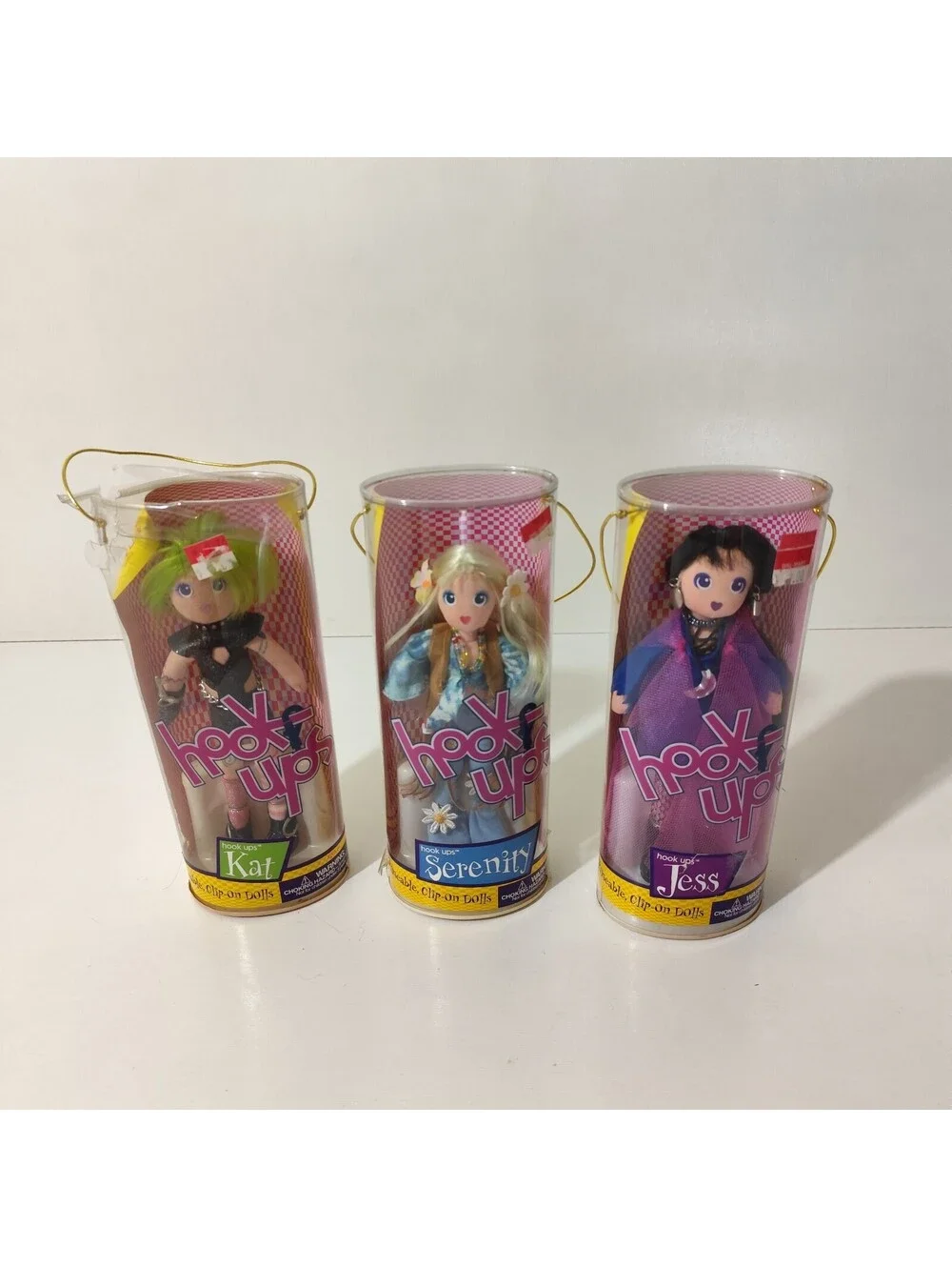 Lot of 3 2001 Hook-Ups Clip On Dolls ROXIE, Serenity And Jess 7.5